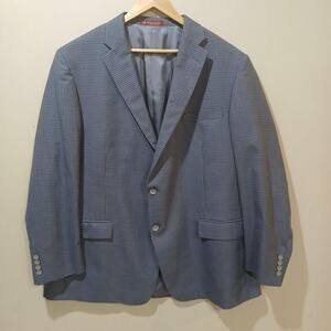 Hart Schaffner Marx Blazer Mens 50R Blue Check Classic Sport Coat Made USA
